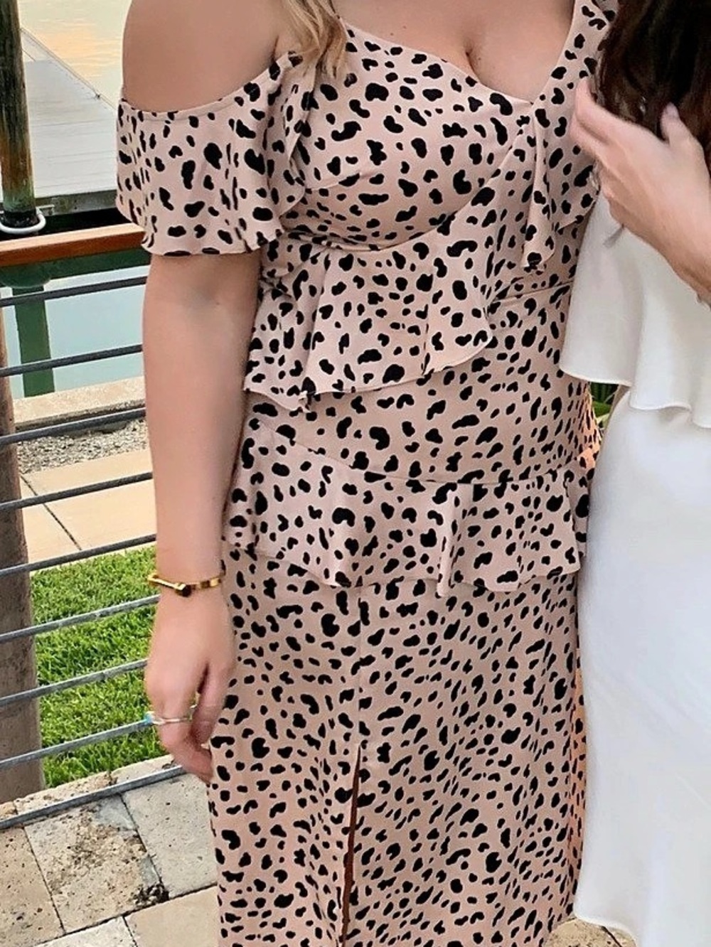 Skies Are Blue Animal Print Midi Dress Blush & Black Size XL